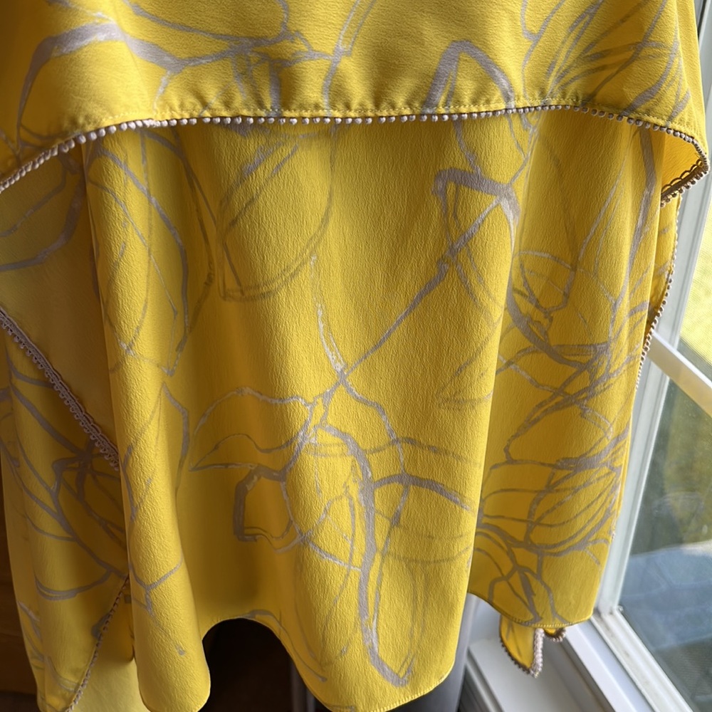 EUC Halston Heritage Popover Floral Print Sunshine Yellow Camisole Blouse - XL - Picture 6 of 17